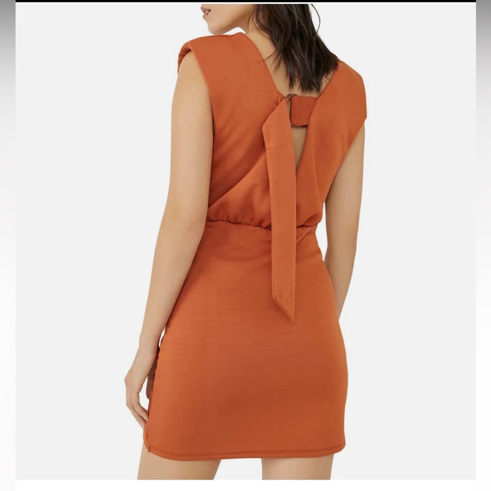 NWT Free People Runaway Womens Knit Wrap Mini Dress Brandy/Orange Size L - Picture 2 of 15
